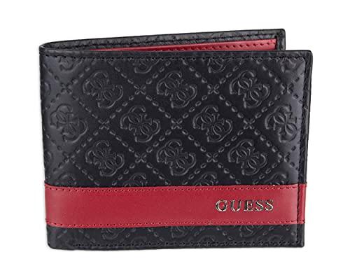 Guess - Portafoglio in pelle da uomo, Sottile, Bifold, Mesa Id nero/rosso. (Multicolore) - 4331612339