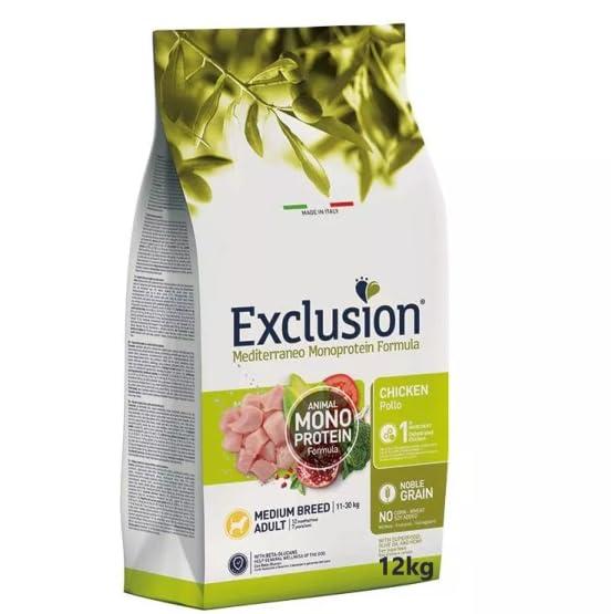 EXCLUSION MONOPROTEIN CIBO SECCO PER CANE CANI DOG ADULTI AL GUSTO DI POLLO 12 KG