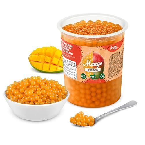 POPPING BOBA - Sferette alla frutta per Bubble Tea - Mango - 1 kg - nessun colorante artificiale, basso contenuto di zucchero, succo di frutta vero, 100% vegan e senza glutine