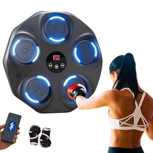 MAGIC SELECT Macchina da Boxe Musicale, Attrezzatura da Allenamento per Boxe a Parete in PU, Pad da Boxe a LED con Guantoni da Boxe, Bluetooth, Luci al Ritmo della Musica.