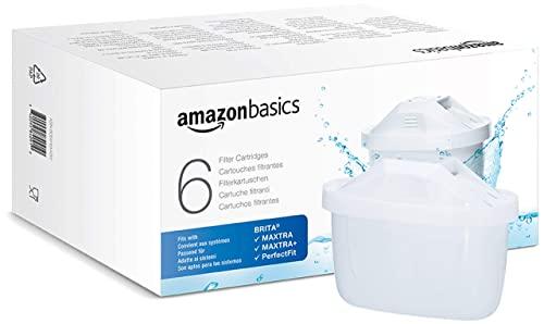 Amazon Basics - Cartucce filtranti per acqua, confezione da 6, adatte e compatibili con tutte le caraffe BRITA, incl. PerfectFit, e Amazon Basics