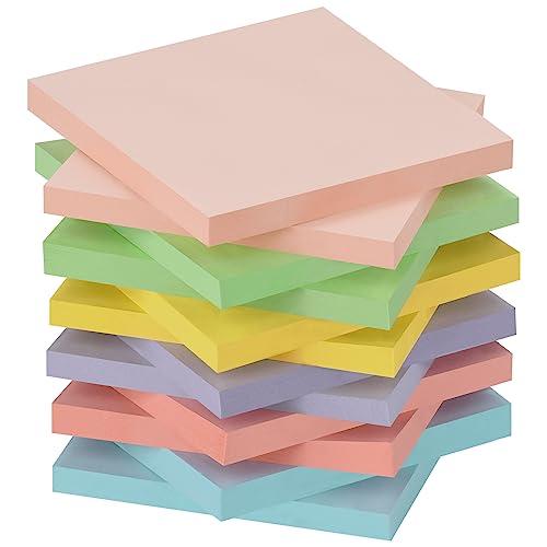 ZCZN 12 Blocchetti di Foglietti Adesivi, 60 Fogli per Blocco, 76mm x76mm, Utilizzato Come Promemoria, Annotazione e Registrazione degli Elementi da Fare, Tinte Pastello