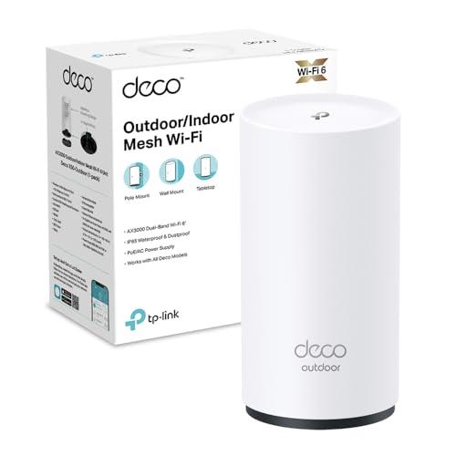TP-Link Deco X50-Outdoor Router AX3000Mbps Access Point Esterno Mesh WiFi 6 Dual Band, IP65 Resistenza alla Polvere e all'Acqua, Palo e Montaggio a Parete, Alimentazione Poe/AC, Alexa, Uno Copre 230㎡