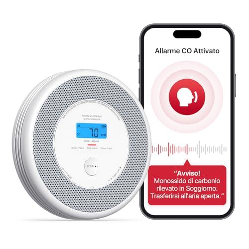 X-Sense Rilevatore di fumo e monossido di carbonio, allarme antincendio con vocale e annuncio della posizione, allarme casa senza fili compatibile con l'app X-Sense Home Security, XP0A-iR, 1 pezzo
