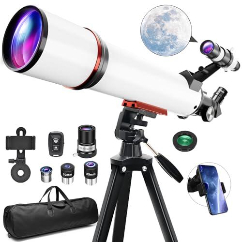 Coolifepro Telescopio Astronomico Professionale, 90/700mm Portatile Telescopio Rifrattore per Bambini e Principianti con Treppiede Regolabile, Adaptador para Teléfono, Filtro Lunare, Borsa