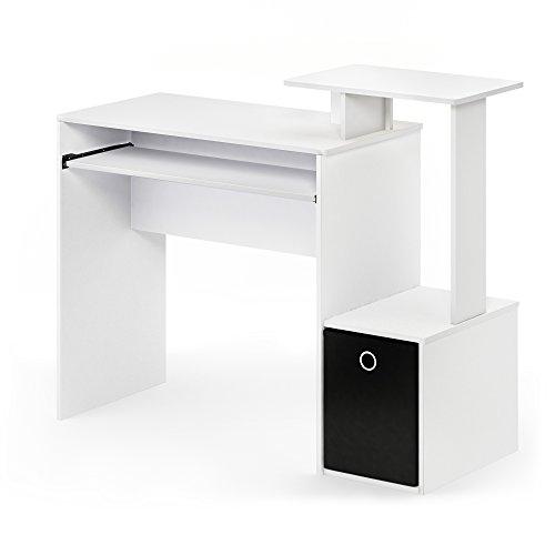 Furinno Econ Scrivania Multiuso per Computer con ripiano, Legno, Bianco/Nero, 40.01 x 40.01 x 86.61 cm