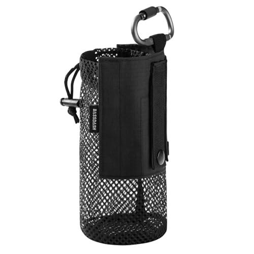 BASSDASH Borsa Tattica Molle per Bottiglia d'Acqua con Moschettone Borsa Pieghevole in Rete per Viaggi Pesca Caccia Escursionismo Attività all'Aperto
