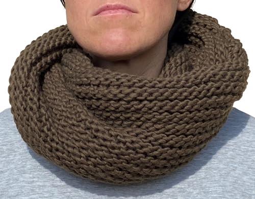 CG - Talento Fiorentino, scaldacollo tubolare lavorato a maglia, invernale, sciarpa ad anello intrecciato in tinta unita, unisex, fatto in Toscana, Made in Italy (Marrone)