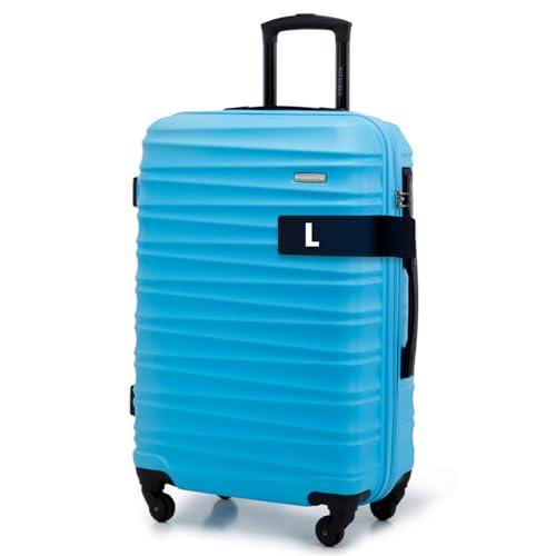 WITTCHEN Valigia Media Trolley Valigia Rigida in ABS Valigia Bagaglio Valigie con 4 Ruote Serratura a combinazione Maniglia telescopica Groove Line blu Ryanair/ITA Airways/easyJet