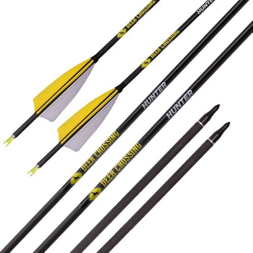 PHILOCS 12 Pezzi ID 6,2 mm Frecce da Caccia, Spine 300 350 400 500 600 700 800 Freccia di Tiro con L'Arco, 4 Pollici Piuma di Tacchino Freccia in Puro-Carbonio (Spine 800, 30inch)