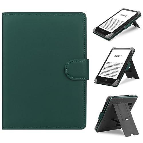 HoYiXi Custodia Universale Compatibile con 6”-6.8” Kobo/PocketBook/Tolino/Sony E-Book eReader Kindle Paperwhite/Kobo Clara HD/Kobo Clara 2E Pelle Cover con Stand per 6-6.8” E-Book Kindle, verde