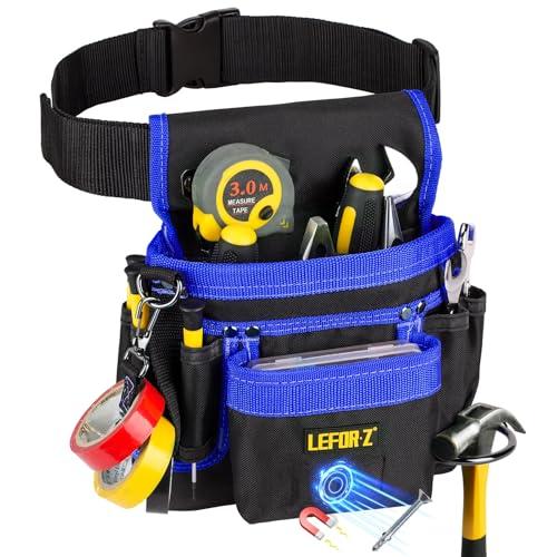 Cintura Porta Attrezzi,Magnetiche Cintura Attrezzi con 14 Tasche,Regolabili Staccabili Cintura Elettricista,Cintura Attrezzi Lavoro per Elettricista,Falegname,Edilizia,Nero-Blu