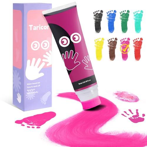 Taricor 75ml Impronta Mani e Piedi Neonati, Inchiostro per Impronte Neonati Con Attacco Spugna, Set Impronte Neonato per Regalo Battesimo Bimbo, Artigianato Familiare, Regalo di Natale (Rosa)
