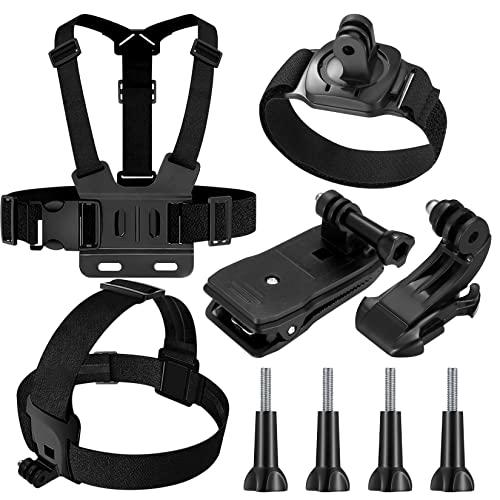 Kit Gopro 9 in 1 Imbracatura Pettorale, Attacco Imbracatura Fascia per Testa, Zaino con Montaggio a Clip Rapido, compatibile con Gopro Hero 9 8 7 6 5, Xiaomi Yi, SJCAM, Insta360