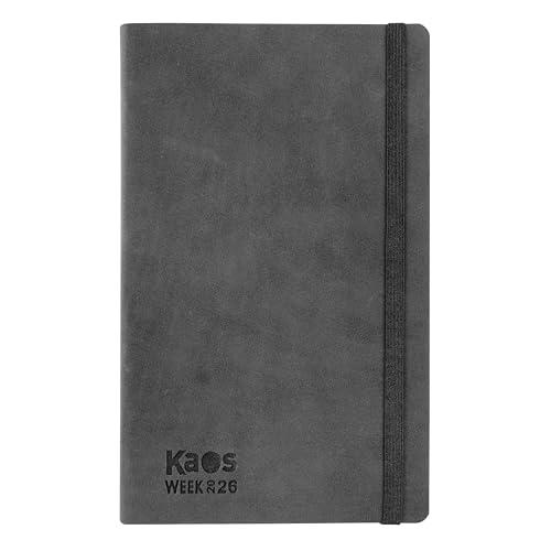 Kaos, Agenda 2026 Ufficiale Kaos, Agenda Settimanale 12 Mesi Midi, Planner Settimanale con 160 Pagine, Copertina Termovirante e Risguardo Interno Nero, Formato 13 x 21 cm, Black