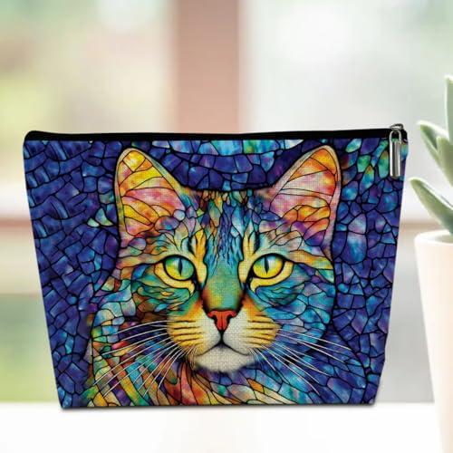 Borsa per il trucco con gatto floreale, borse per cosmetici, regali a tema gatti, accessori da viaggio per donne, LCS Tartaruga marina 02, Gatto carino