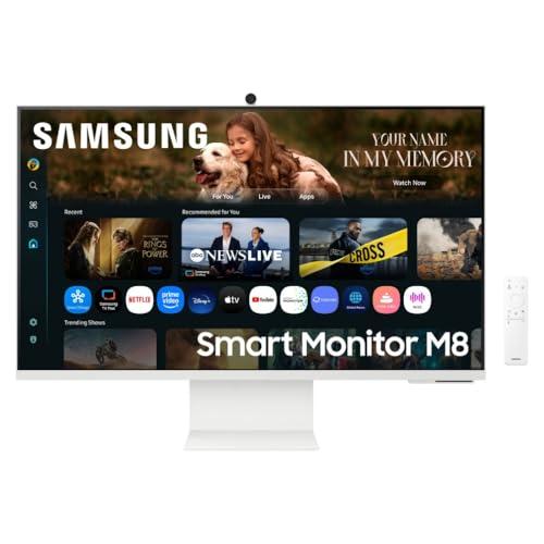 Samsung Smart Monitor M8 (S32FM801), Flat 32'', 3840x2160 (UHD 4K), Smart Hub con AI, Office 365, Gaming Hub, Speaker Integrati, Telecomando, WiFi, HDMI, USB-C