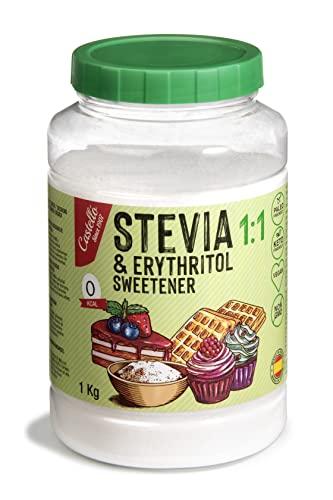 Castello since 1907 Dolcificante Stevia + Eritritolo 1:1 1 kg | 1g = 1g zucchero | Sostituto dello Zucchero con gusto 100% Naturale - 0 calorie - 0 Indice Glicemico - Keto e Paleo - 0 Carboidrati