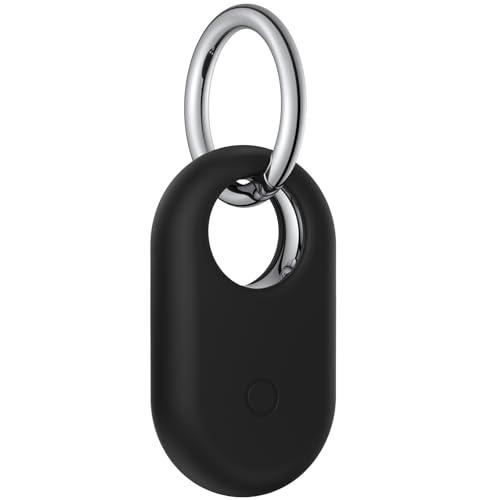 Meliya Custodia per Samsung Galaxy SmartTag2, Silicone Custodia per Samsung Smart Tag 2 (2023) con Portachiavi, per Portabagagli Zaino Pet (Nero)