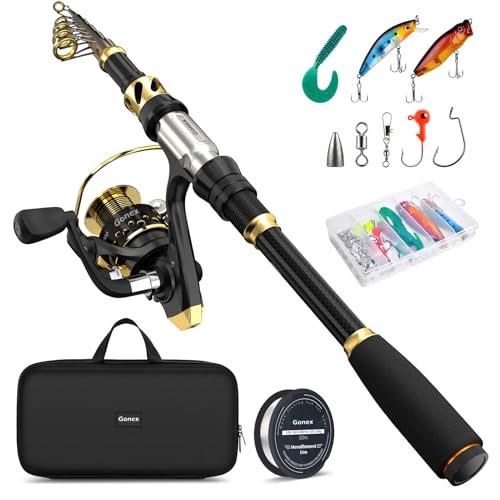 Gonex Canna da Pesca e Mulinello Combo Set di Canne Telescopica con Lenza, Kit di Esche da Pesca e Borsa per Il Trasporto, 2,7