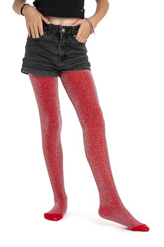 Gi&Gi Collant coprenti 70 denari da bambina caratterizzati da un brillante glitter colorato.N.2205 (IT, Età, 6 anni, 8 anni, Regular, ROSSO)