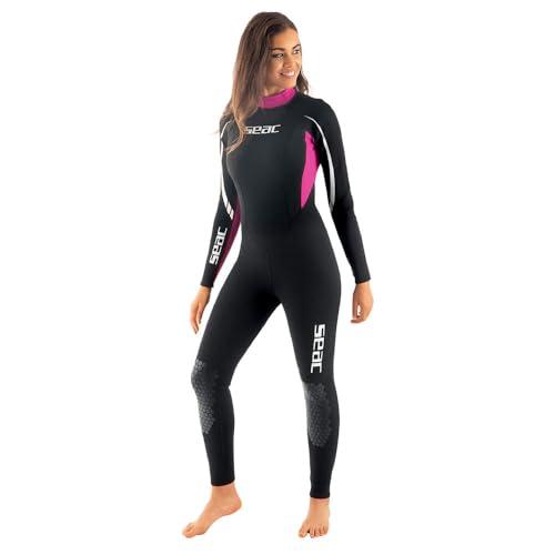 SEAC Relax Long, Muta Monopezzo in Neoprene da 2.2 mm per Snorkeling, Subacquea e Altri Sport in Acqua Donna, Nero/Fucsia, M