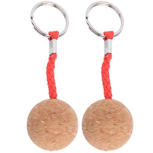 Alvinlite Portachiavi Galleggiante in Sughero, 2 Pezzi Portachiavi a Sfera in Legno Galleggiante Accessori per Sport Acquatici in Barca a Vela, Rosso