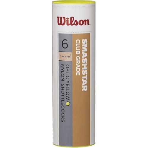 Wilson Smashstar Volani da Badminton, Confezione da 6, velocità 79, Plastica/Sughero Naturale, WRT6050WH79, Giallo