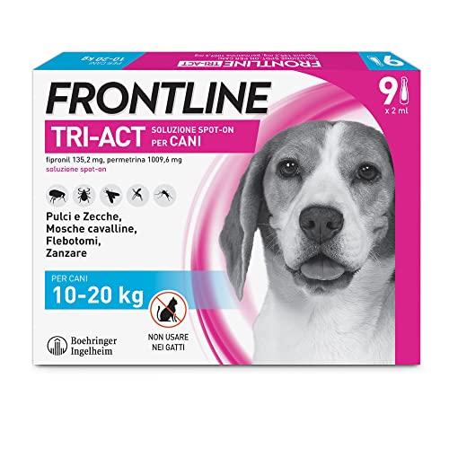 FRONTLINE Triact, 9 Pipette, Cane M (10-20 kg), Antiparassitario per Cani e Cuccioli di Lunga Durata, Protegge il Cane da Pulci, Zecche, Zanzare, Pappataci e Leishmaniosi, Antipulci 9 Pipette