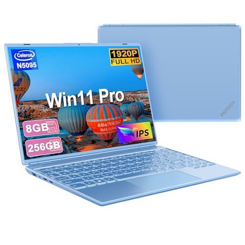 NOTODD 2025 PC Portatile 14 Pollici Win11 Pro Celeron N5095 Computer Portatile 8GB RAM 256GB SSD TF 1TB LPDDR4 1920 * 1200 Laptop Type-C Mini HDMI Widevine L1 Con il Topo Tastiera Film Italiana-Blu