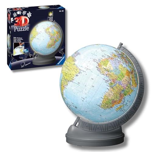 Ravensburger - Puzzle 3d Globo Terrestre Night Edition | Puzzle 3d Bambini A Partire Dagli 10 Anni | Modellismo Da Costruire Bambini Di 548 Pezzi | Regalo Bambino 10 Anni E Più