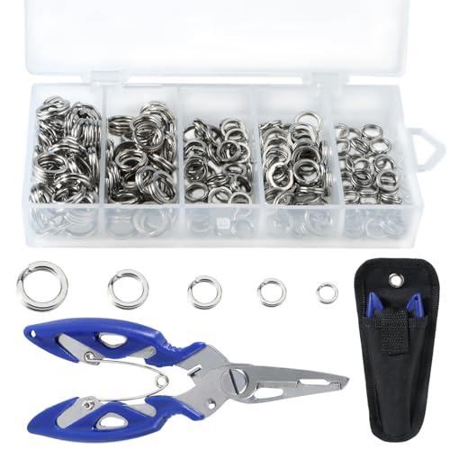 200 Pezzi Fishing Split Rings, Connettore ad Anello Solido per Esche, Connettori Fishing Tackle per Esche da Pesca, con Pinze per La Pesca