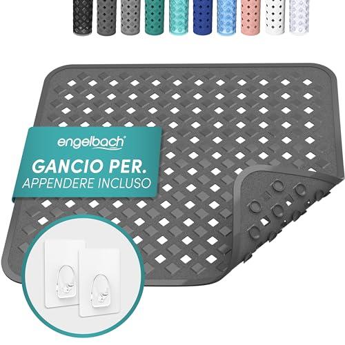 Engelbach® Tappetino doccia antiscivolo 53x53cm - Tappeto con 2 ganci per asciugatura rapida - Senza BPA, antimuffa e antibatterico - Lavabile in lavatrice