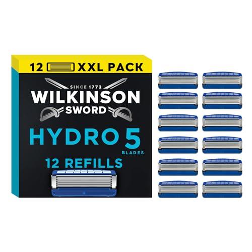 WILKINSON SWORD - Hydro 5 Lame per rasoio da uomo, rivestite in carbonio, gel idratante e trimmer di precisione, confezione da 12 ricariche