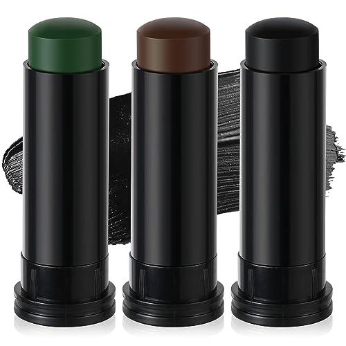 Aomig Camouflage Face Paint Sticks, 3 Pezzi pittura per il viso Mimetica, Camuffamento Facciale Body Paint Stick for Halloween Cosplay Football Make Up Cream Clown, Verde Marrone Nero