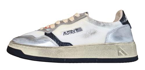 AUTRY Scarpe Sneakers in Pelle e Tessuto Super Vintage MS13 Bianco e Argento (Sistema Taglie Calzature EU, Adulto, Numero, Media, 44)
