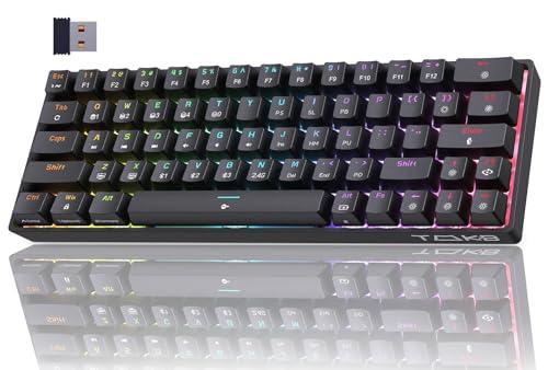T63 Tastiera Wireless Meccanica Gaming con 2.4Ghz/Bluetooth/Type-C,Retroilluminazione RGB,Double-Shot Keycaps Compatibile con Win/Mac