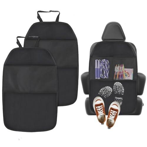 AiQInu 2 Pezzi Protezione Sedili Auto, Proteggi Sedile Auto Bambini, Impermeabile Antisporco Organizer Sedile Auto Bambini per Bambini Cani Gatti(Nero)