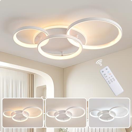 MOUNM Plafoniera LED Soffitto Moderna, Lampadario Camera da Letto，Plafoniera LED Dimmerabile 3000K-6000K per Soggiorno Camera da Letto Sala da Pranzo 45W 3800lm