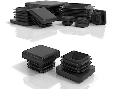 PD® Tappi a Lamelle 20x20 mm per Tubo Quadrato in Plastica PE | Per Coprire Tubi in Acciaio Inox, Alluminio e Profili | Quadrati Neri | 4 Pz