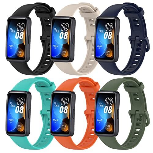 CHULN 6 Pezzis Cinturino Compatibile con Huawei Band 8/Band 9/Band 10, Regolabile Cinturini di Ricambio in Silicone Cinturino Sportivo per Huawei Band 8/9/10.