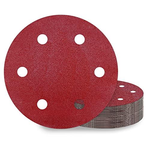 KONGMING 25 pezzi Dischi Abrasivi 225 mm P80 Grana 6 Fori Carta Vetrata per levigatrice per muro