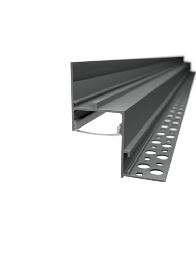 Profilo in Alluminio Aurora 2m per Cartongesso per Strisce LED Cover Opaca