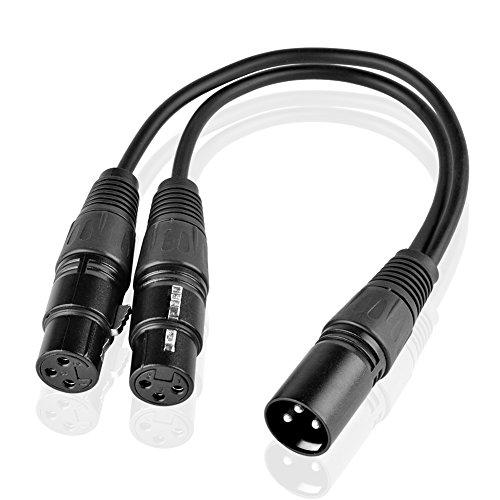 SIENOC Cavo Per Microfono 30cm XLR Maschio a Doppio XLR Femmina Y Splitter Adattatore (Nero)
