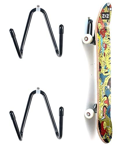 LATTCURE 2 Pezzi Supporto da parete per appendere skateboard, longboard, pennyboard, chitarra classica, skateboard, cuffie, visore VR e decorazioni, con viti, colore nero