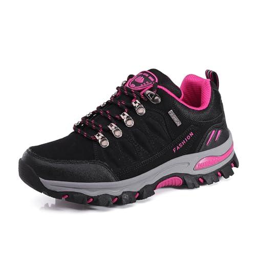 WOWEI Scarpe da Escursionismo Arrampicata Sportive All'aperto Traspiranti Trekking Sneakers da Donna Uomo,98018 Nero Rosa Rossa,40 EU