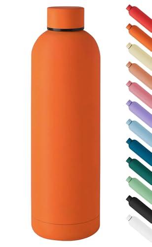 Borraccia Termica Grande 1 Litro Bottiglia Acciaio Inox Inossidabile Doppio Strato 1000 Ml Tappo Antigoccia Bevande Calde Fredde Termos Sistema Sottovuoto Rivestimento Soft Touch - Arancio