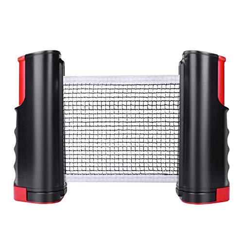 Sportout, rete retrattile da ping pong, portatile, ideale per tavolo da ping pong, scrivania, cucina o tavolo da pranzo, Nero-Rosso