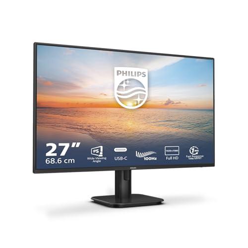 Philips 27E1N1300A - Monitor Full HD da 27 pollici, altoparlanti (1920x1080, 100 Hz, HDMI, USB-C (alimentazione 65 W), hub USB) nero