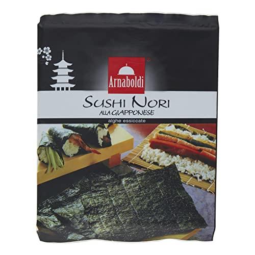 Arnaboldi Alga Nori per Sushi Giapponese, 8 Fogli di Alghe Nori Essiccate [1 Confezione da 8 Fogli]